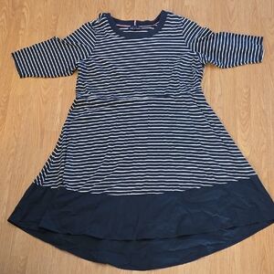 Tommy Hilfiger Navy and White Striped High Low Dress Size 3X